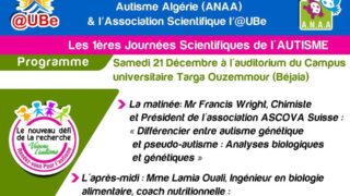 Les 1eres journees scientifiques de l AUTISME ANAA UBe Universite de Bejaia 21 22 dec 2019 poster2