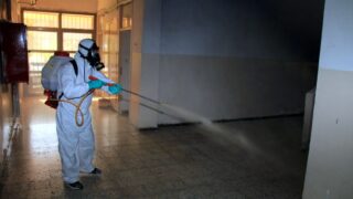 Compagne de desinfection des amphitheatres blocs pedagogiques et laboratoires Universite de Bejaia 30 Mars 2020l 021