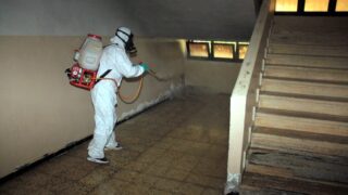 Compagne de desinfection des amphitheatres blocs pedagogiques et laboratoires Universite de Bejaia 30 Mars 2020l 024