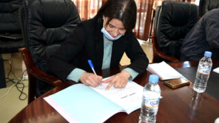 Installation du Dr BELHOUCINE Mounia en qualite de vice recteur charge des relations exterieures universite Bejaia 11 03 2021 12