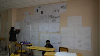 Affichage des travaux des etudiantseL1 du departement darchitecture le 1 fevrier 2022 05